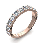 Demi-alliance 12 diamants naturels princesses 1.30 carat or rose Lucia